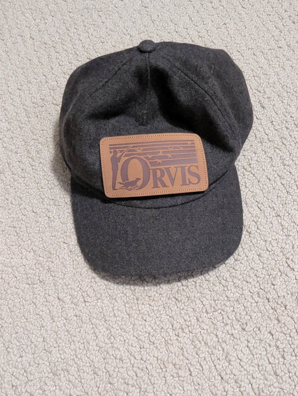 Orvis Brown Charcoal Cap with Brown Leather Patch